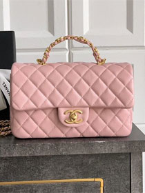 CC original grained calfskin top handle flap bag AS5702 pink