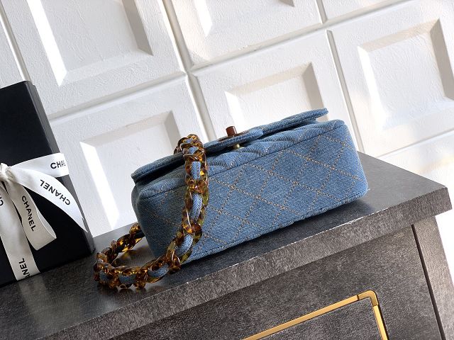 CC original denim mini flap bag A69900 blue