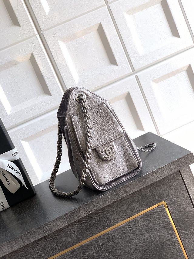 CC original grained calfskin 25 mini handbag AS5631 dark silver