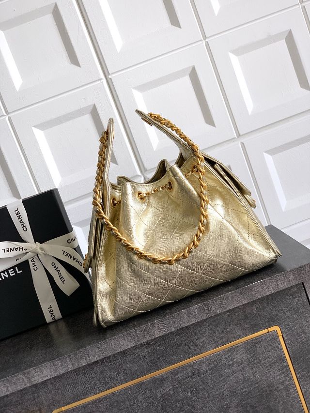 CC original grained calfskin 25 small handbag AS5293 light gold