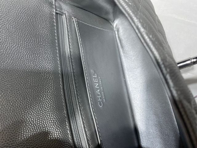 CC original grained calfskin top handle flap bag AS2431 silver