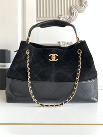CC original suede calfskin shopping tote bag AS5634 black