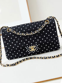 CC original fabric meidum flap bag A01112 black