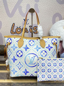 Louis vuitton original monogram canvas neverfull MM M25317 blue