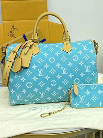 Louis vuitton original soft calfskin speedy P9 40 M11564 turquoise