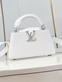 Louis vuitton original calfskin capucines east west mini M24671 white