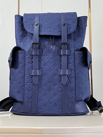 Louis vuitton original calfskin christopher backpack MM M11688 blue