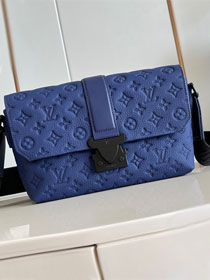 Louis vuitton original calfskin s-cape messenger bag M11692 blue