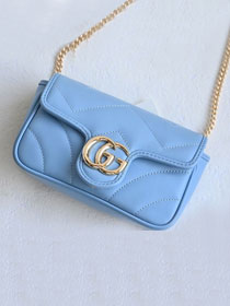 GG original calfskin marmont super mini bag 476433 light blue