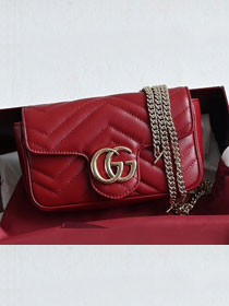 GG original calfskin marmont super mini bag 476433 wine