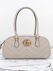 GG original calfskin marmont medium top handle bag 795218 light grey