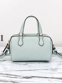 GG original calfskin super mini top handle bag 790130 light blue