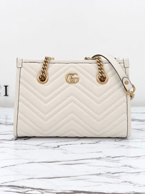 GG original calfskin marmont small tote bag 779727 white