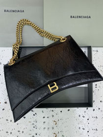 Balenciaga original calfskin crush large chain bag 7163322 black