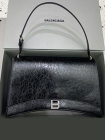 Balenciaga original calfskin crush large shoulder bag 7263322 black