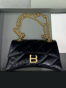 Balenciaga original calfskin crush small chain bag 7163512 black