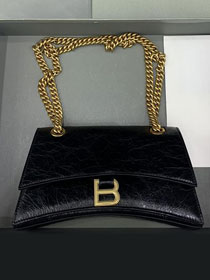 Balenciaga original calfskin crush small chain bag 7163512 black