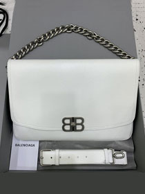 Balenciaga original calfskin BB soft large flap bag 7484882 white