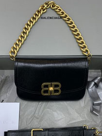 Balenciaga original calfskin BB soft small flap bag 7485982 black