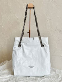 Balenciaga original calfskin crush small tote bag 7429422 white