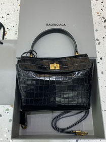 Balenciaga original crocodile calfskin rodeo mini handbag 7954562 black