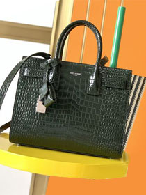 YSL original crocodile calfskin medium sac de jour bag 421863 green