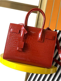 YSL original crocodile calfskin medium sac de jour bag 421863 red