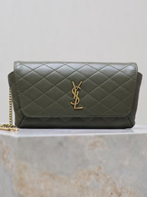 YSL original lambskin gaby phone case 742579 green