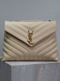 YSL original calfskin loulou medium bag 487216 beige