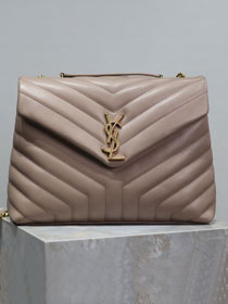 YSL original calfskin loulou medium bag 487216 rose beige