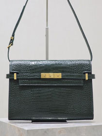 YSL original crocodile calfskin manhattan shoulder bag 579271 green