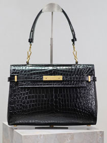 YSL original crocodile calfskin manhattan top handle bag 769512 black