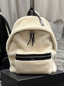 YSL original shearling large city backpack 326865 beige