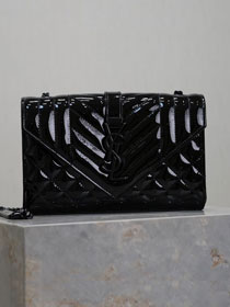 YSL original patent calfskin small envelope chain bag 526286 black