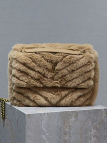 YSL original rabbit hair niki medium bag 498894 beige