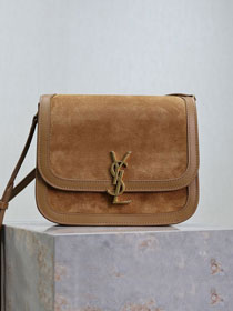 YSL original suede calfskin solferino medium satchel 635025 brown