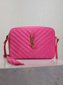 YSL original suede lou camera bag 520534 rose red