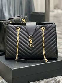 YSL original grained calfskin shopping bag 668900 black