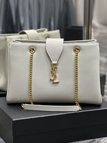 YSL original grained calfskin shopping bag 668900-2 white