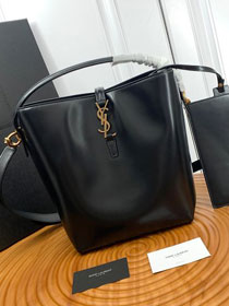 YSL original box calfskin medium le 37 bucket bag 742828 black