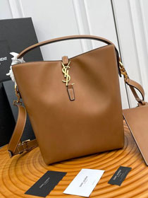 YSL original box calfskin medium le 37 bucket bag 742828 brown