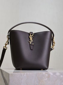 YSL original calfskin small le 37 bucket bag 749036 dark coffee