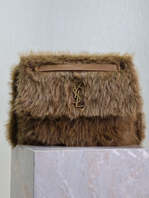 YSL original rabbit hair large niki bag 498830 brown