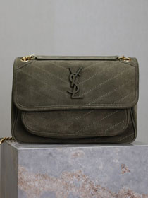 YSL original suede medium niki bag 633158 dark green