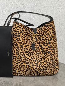 YSL original leopard calfskin le 5A7 large tote bag 753837 brown