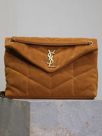 YSL original suede calfskin puffer medium bag 577475 brown