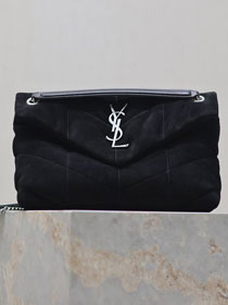 YSL original suede calfskin puffer small bag 577476 black