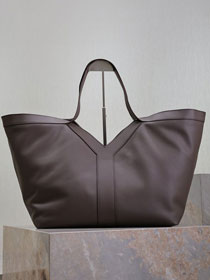 YSL original calfskin Y tote shopping bag 817602 dark coffee