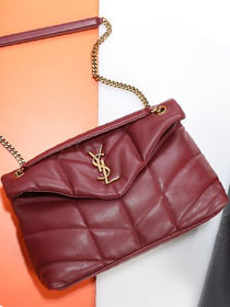 YSL original lambskin puffer medium bag 577475 bordeaux