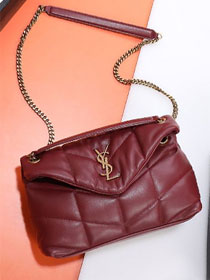 YSL original lambskin puffer small bag 577476 bordeaux